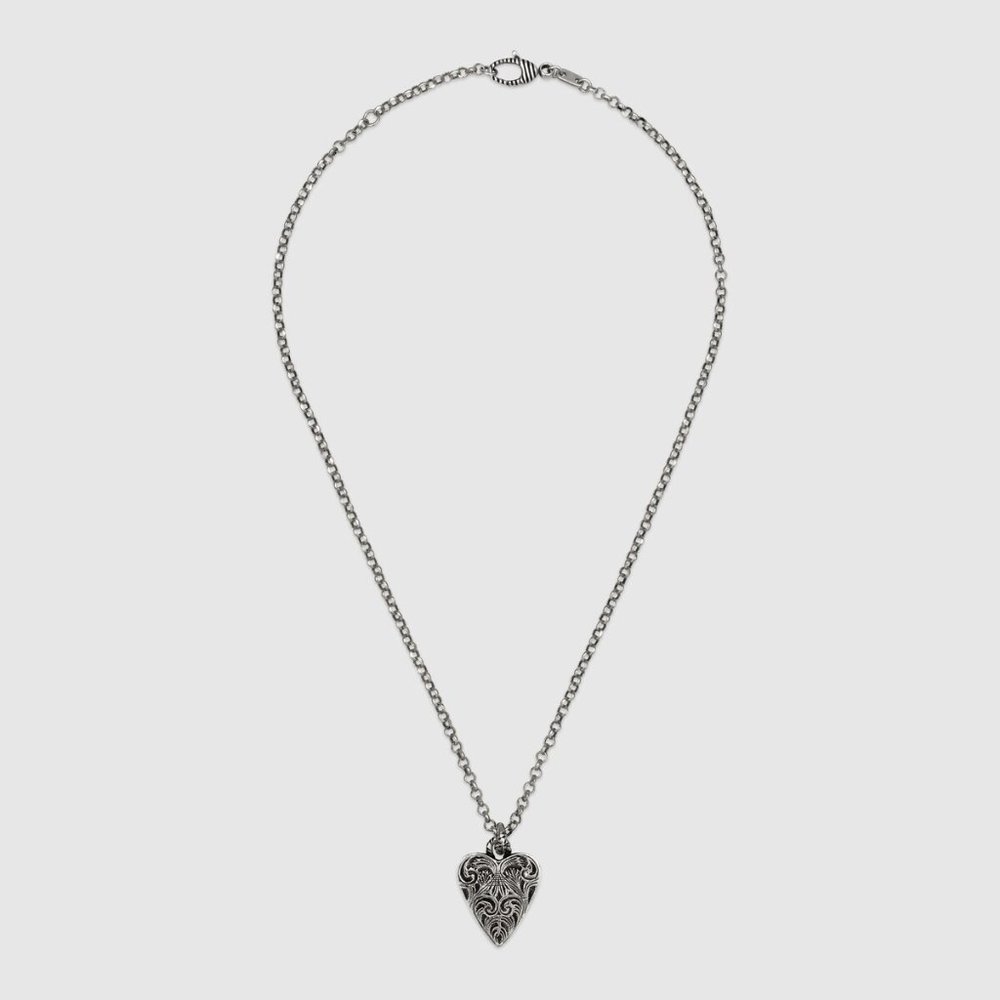 Gucci Sterling Silver Necklace with Engraved Heart - Picture 3 of 3